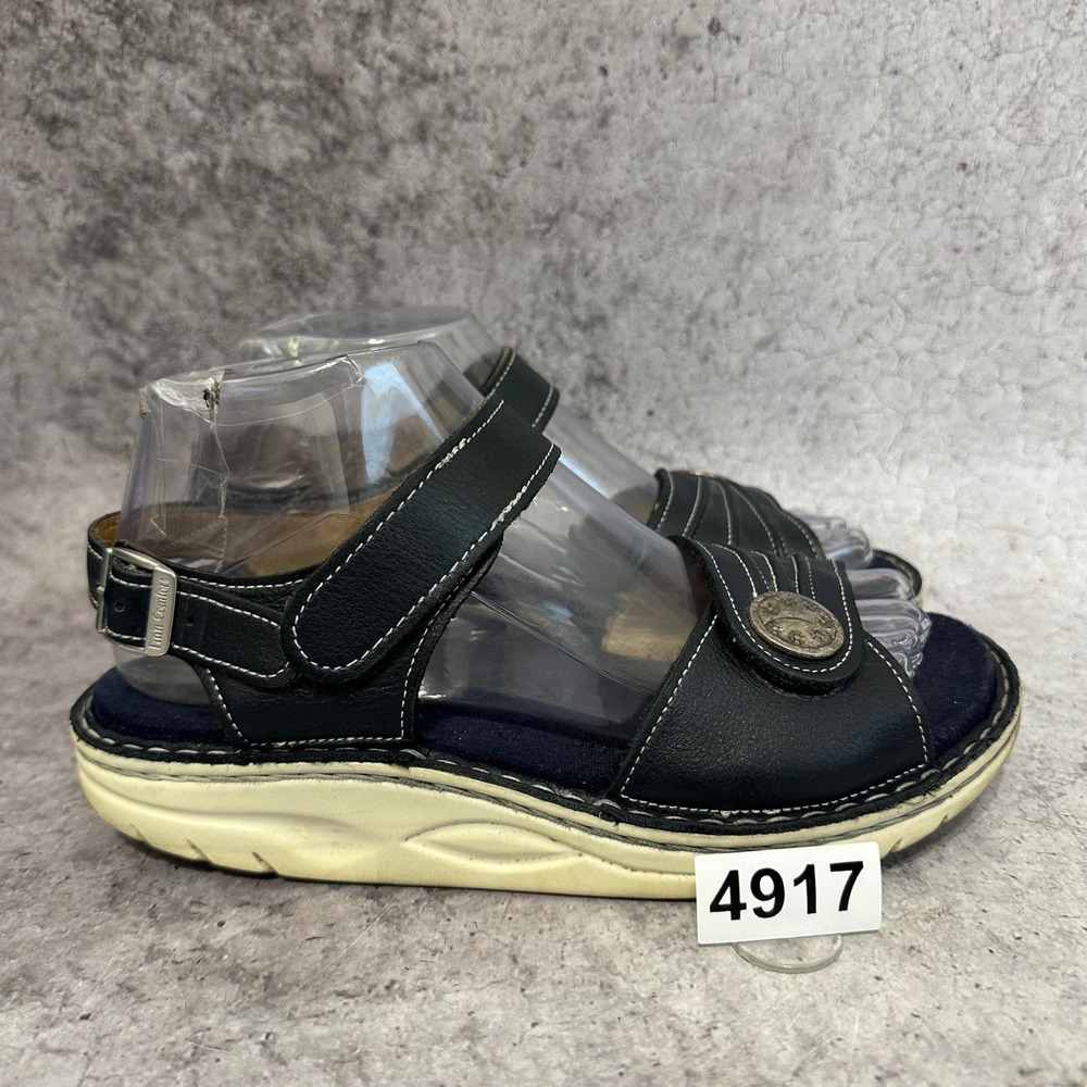 Finn Comfort Barbuda Sandals Women Size 37 US 6.5-7 Black Leather Comfort Shoes